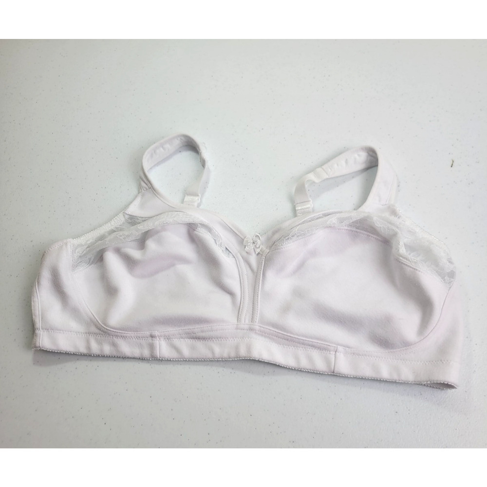 Instant Shaping by Plusform Wire Free Bra White Floral Lace Full Figure Size 44D